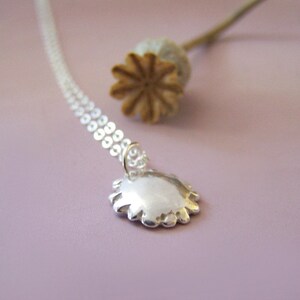 Tiny Flower Charm Necklace Poppy in Sterling Silver, Last Minute Gift, Free Shipping, Gardening Gift image 2