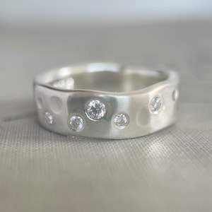 Shoreline Eternity Ring in Sterling Silver with Moissanite
