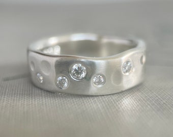 Shoreline Eternity Ring in Sterling Silver with Moissanite