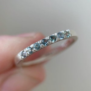 Montana Sapphire Wedding or Anniversary Band in Sterling Silver or Solid 14k Gold