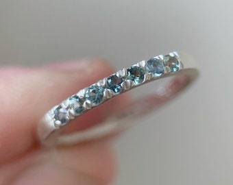 Montana Sapphire Wedding or Anniversary Band in Sterling Silver or Solid 14k Gold