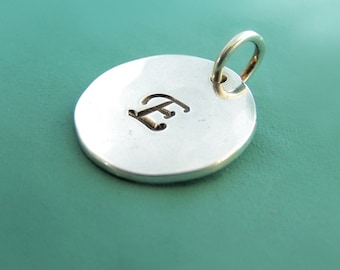 Initial Letter Charm in Sterling Silver, Personalized Custom Stamped, Gift for Mom, 1/2"