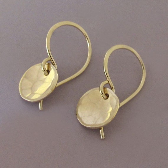 Tiny Pool Earrings in 14k Yellow Gold Free Shipping Etsy