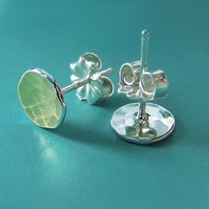 Tiny 22k Gold and Sterling Silver Pool Post Earrings image 2