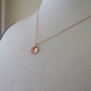14k Yellow, White or Rose Gold Tiny Hammered Charm Necklace, Customize ...