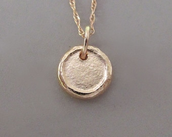 Tiny 14k Rose Gold Pebble Necklace Personalized with A Symbol or Letter