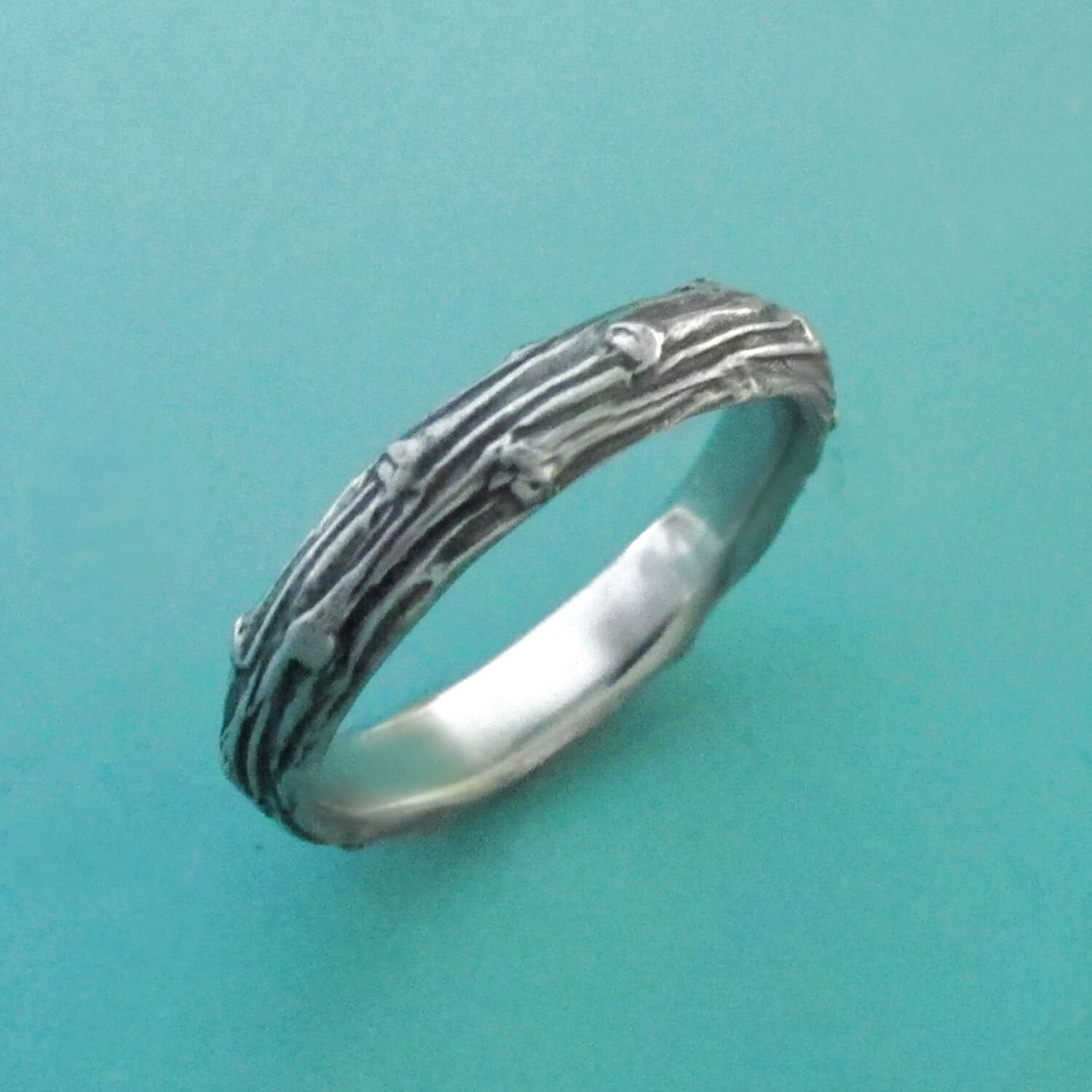 Wide Pine Twig Wedding Ring in 14k Palladium White Gold - Etsy