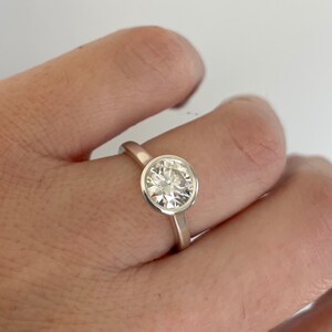 Moissanite Engagement Ring, Recycled Sterling Silver and Moissanite, River, Choose a Stone Size image 4