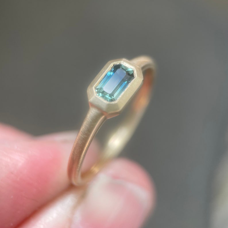 Australian Parti Sapphire Ring in 14k Yellow Gold image 1