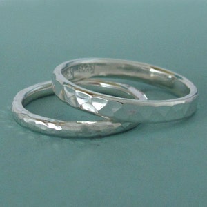 Hand Hammered Wedding Ring in Sterling Silver, Choose a Width and Finish, Recycled Silver