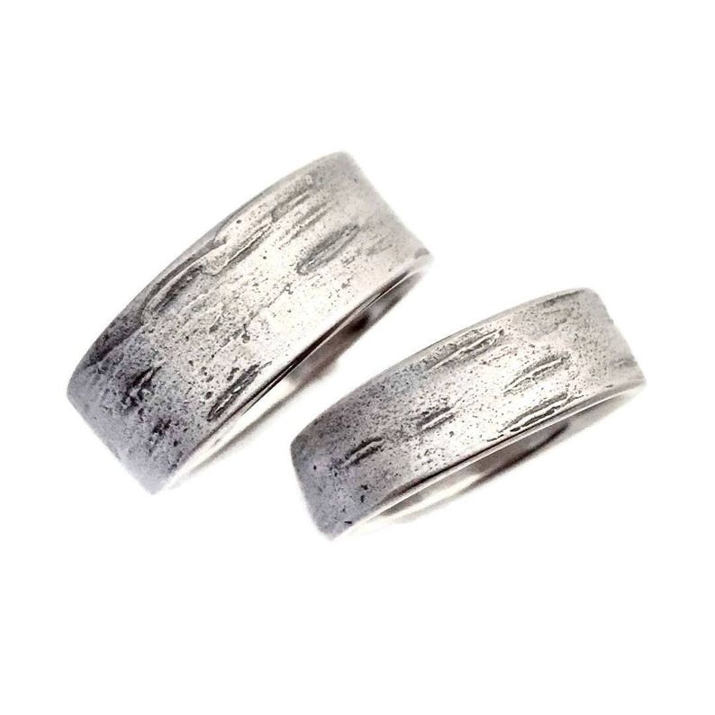 Birch Bark Wedding Ring in 14k Palladium White Gold, Choose a Width image 2