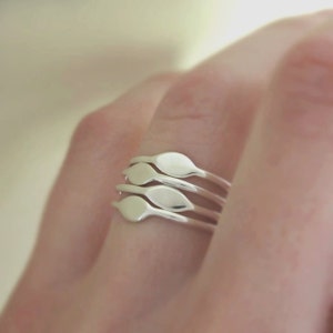 Tiny Sterling Silver Marquise Stacking Ring