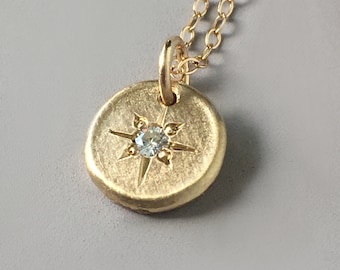 Tiny Star 14k Gold Necklace with Moissanite or Canadian Diamond