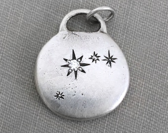 Sterling Silver Zodiac Constellation Pendant: Moissanite or Sapphire