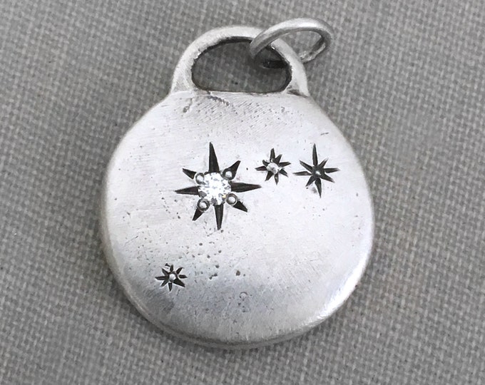 Sterling Silver Zodiac Constellation Pendant: Moissanite or Sapphire