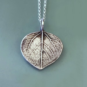 Sterling Silver Aspen Leaf Necklace: Botanical Pendant