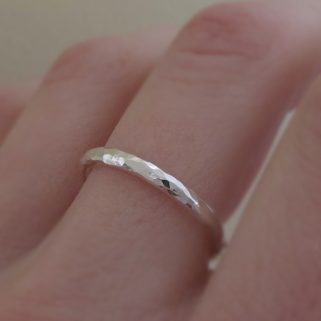 we took our beloved hand hammered band and made it... Hand Hammered Ring, Recycled Sterling Silver, 2 Mm - Etsy