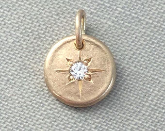 Tiny Star 14k Gold Pendant with Moissanite or Canadian Diamond