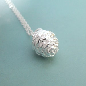 Pine Cone Necklace in Sterling Silver Small Fir, Free Shipping, Gardening Gift image 3