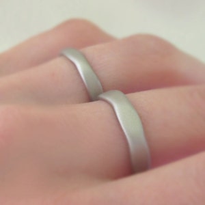 Palladium 950 River Wedding Band, Modern Organic Wedding Ring, Choose a Finish and Width image 6