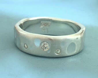 Shoreline Eternity Ring in Sterling Silver with Moissanite