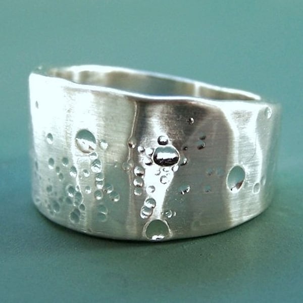 Sterling Silver Ring, Wide Tapered Band, Shoreline