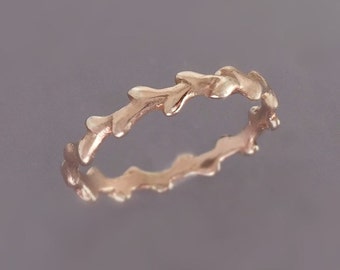 Twig Wedding Ring in 14k Rose Gold, Laurel Branch, Wreath Wedding Band, Recycled Rose Gold