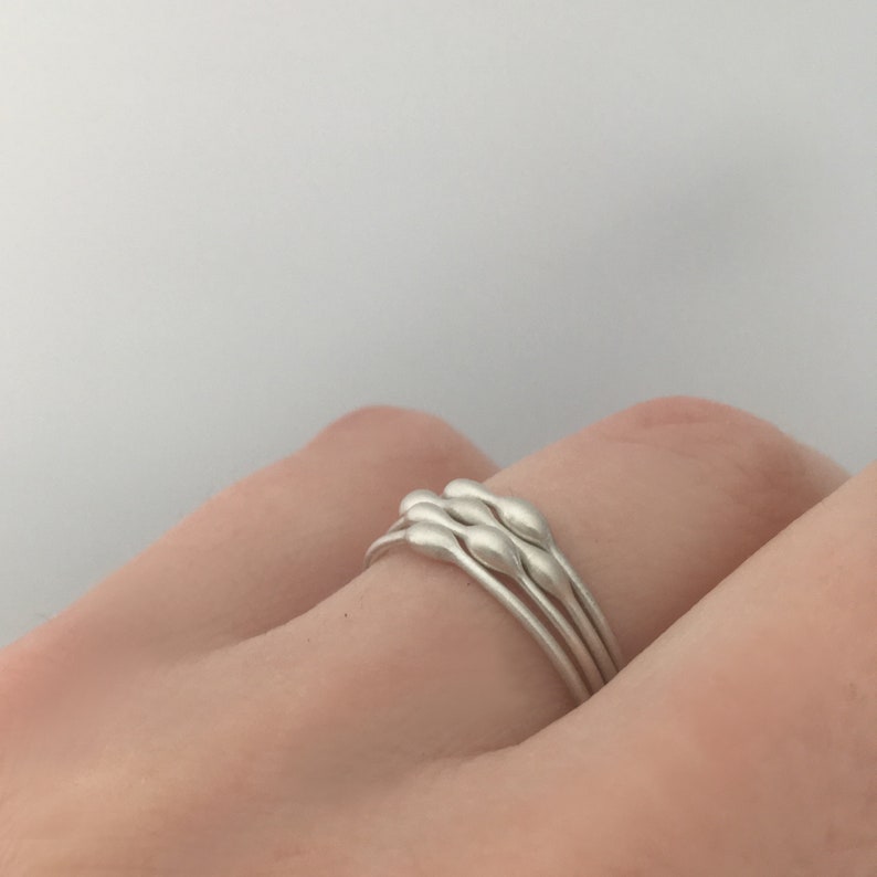 Custom Stacking Ring Set in Sterling Silver, Rain, Build a Custom Ring Set image 6