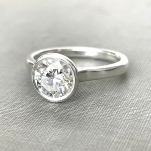 Moissanite Engagement Ring, Recycled Sterling Silver and Moissanite, River, Choose a Stone Size image 2