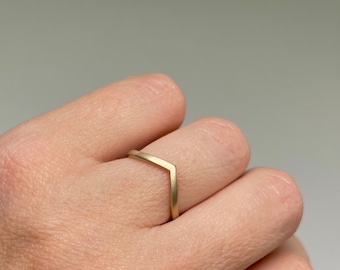 V Shaped Chevron Wedding or Stacking Ring in 14k Gold or Sterling Silver