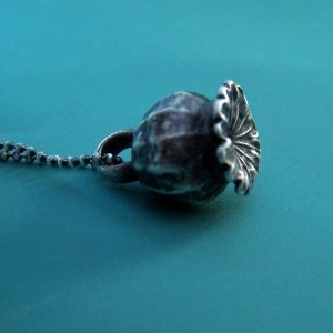 Poppy Pod Necklace in Sterling Silver Last Minute Gift Free Shipping, Gardening Gift image 2