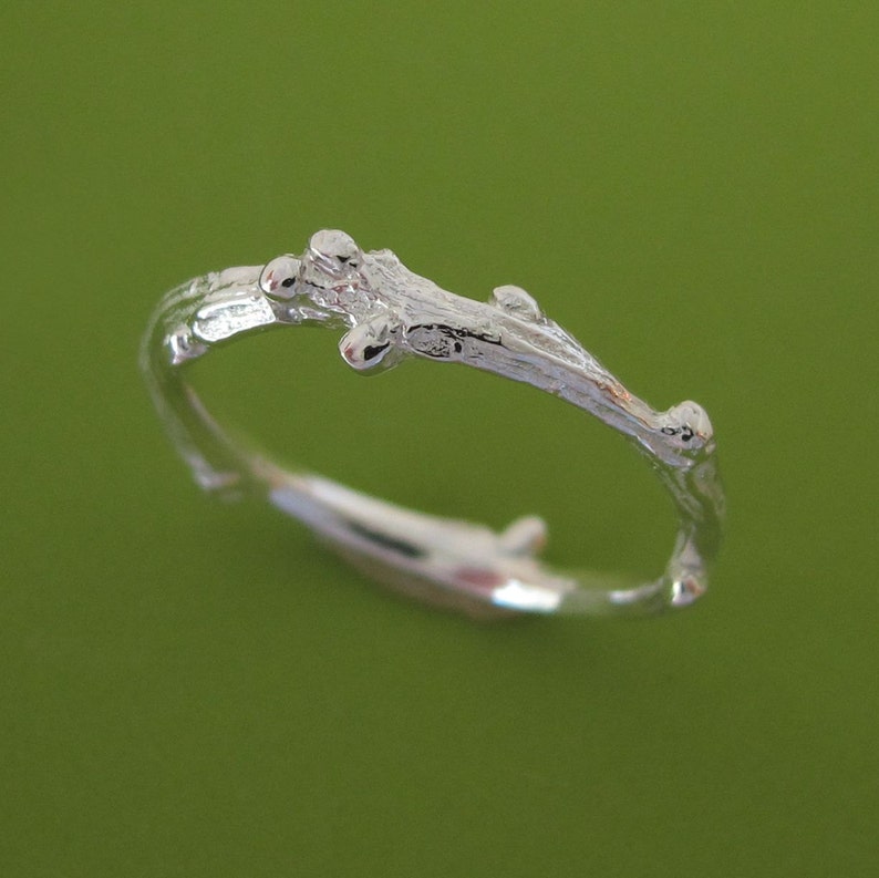 Live Oak Twig Stacking Ring in Sterling Silver image 2