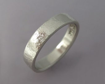 Pebble Wedding Band in 14k Palladium White Gold, Modern Stone Textured Wedding Ring, Choose a Width and Finish