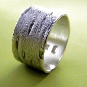 Birch Bark Ring in Sterling Silver 画像 3