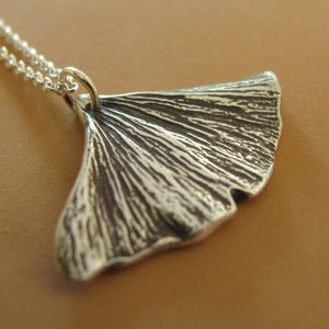 Ginkgo Leaf Necklace in Sterling Silver, Medium, Gardening Gift