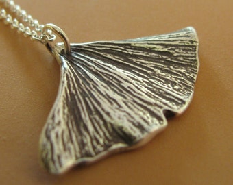 Ginkgo Leaf Necklace in Sterling Silver, Medium, Gardening Gift