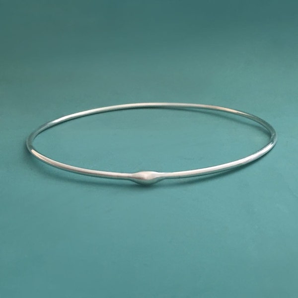 Rain Bangle Bracelet in Sterling Silver, Water Droplet, Modern, Organic, Recycled Sterling Silver