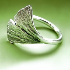 Ginkgo Leaf Ring, Sterling Silver