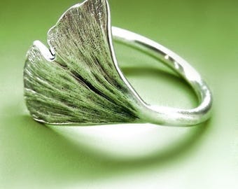 Ginkgobladring, sterlingzilver