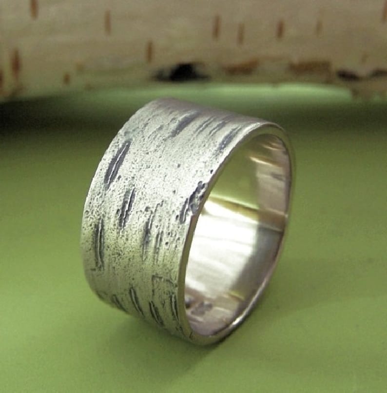 Birch Bark Wedding Ring in 14k Palladium White Gold, Choose a Width image 1