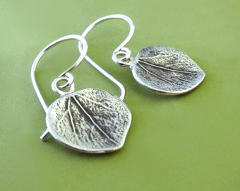 Aspen Leaf Earrings in Sterling Silver