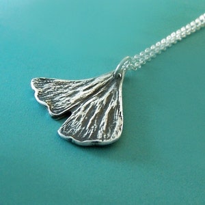 Sterling Silver Ginkgo Leaf Necklace: Botanical Pendant