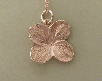 14k Rose Gold Flower Necklace Hydrangea, Last Minute Gift, Free Shipping, Gardening Gift