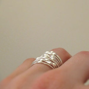 Custom Stacking Ring Set in Sterling Silver, Rain, Build a Custom Ring Set image 3