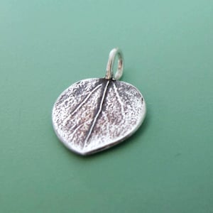 Aspen Leaf Charm in Sterling Silver Tiny Aspen Pendant, Free Shipping, Last Minute Gift, Gardening Gift