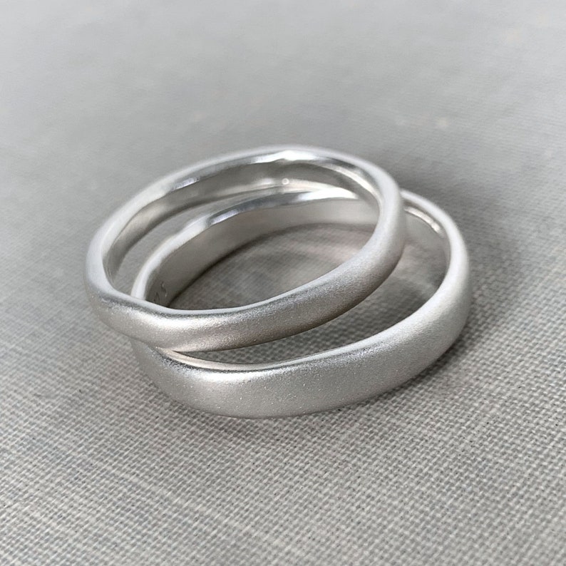 River Wedding Ring in Recycled Sterling Silver, Modern Organic Wedding Ring, Choose a Finish and Width image 3