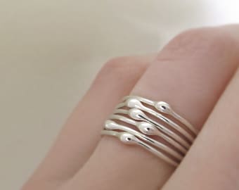 Rain Stacking Rings in Sterling, Set of Six