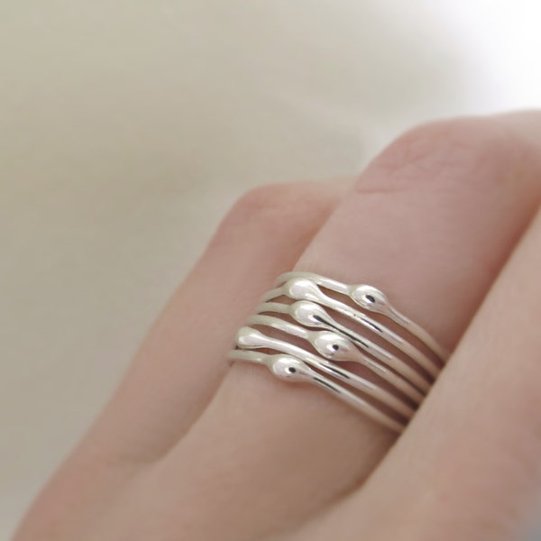 Rain Stacking Rings in Sterling, Set of Six