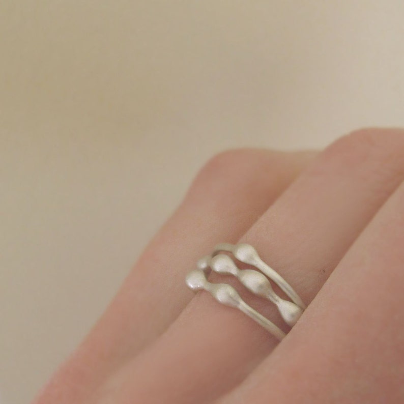 Custom Stacking Ring Set in Sterling Silver, Rain, Build a Custom Ring Set image 4