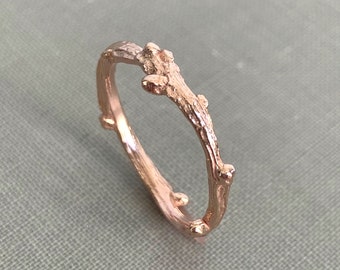 Southern Live Oak Twig Wedding Ring in 14k Rose Gold